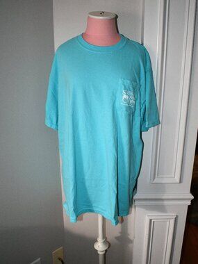 Southern Fried Cotton Lab Graphic Long-Sleeve Tee in Lagoon, XL #SFM11728 NWT Cr